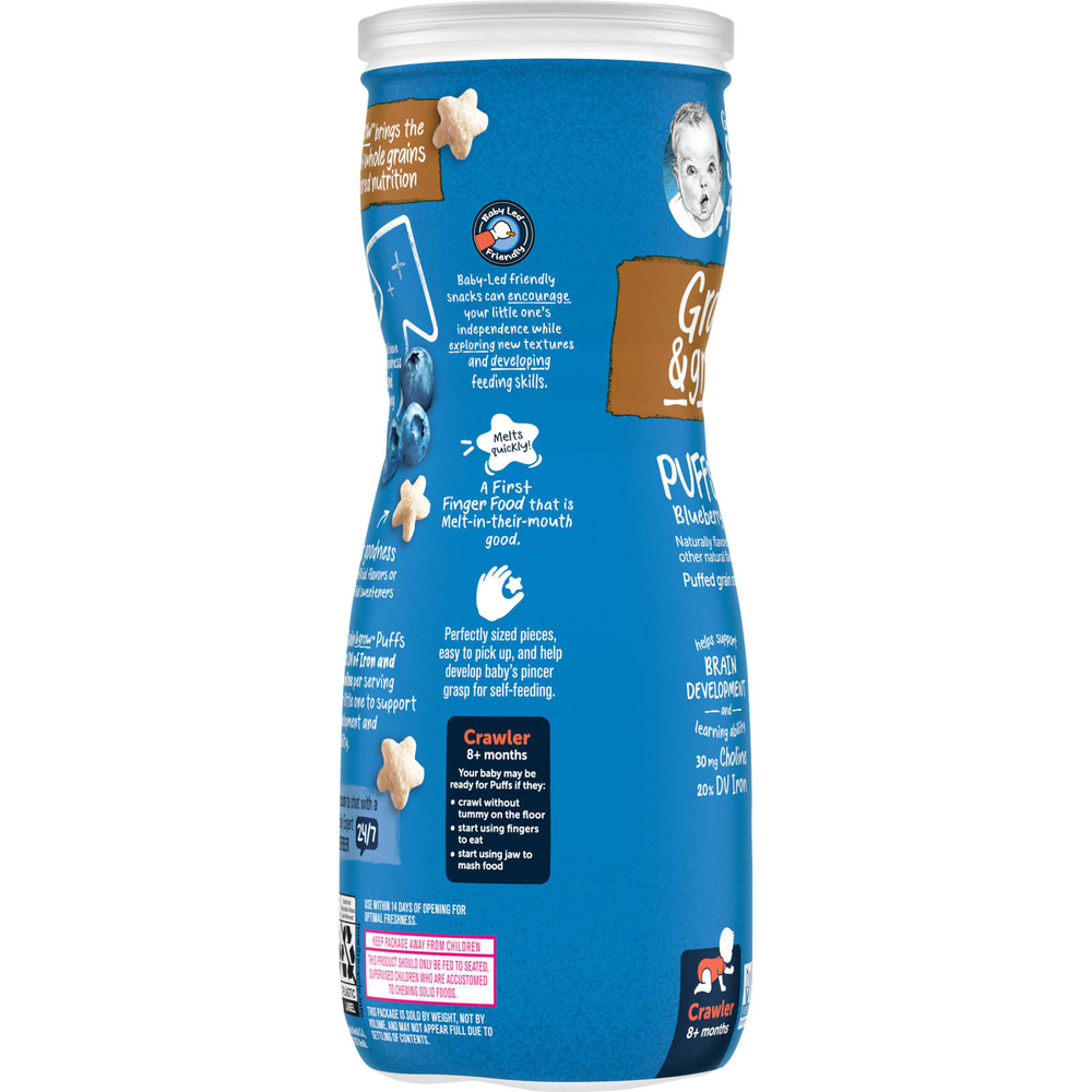 Gerber, Snacks for Baby, Grain & Grow, Puffs, воздушные закуски, для детей от 8 месяцев, ваниль, 42 г (1,48 унции)
