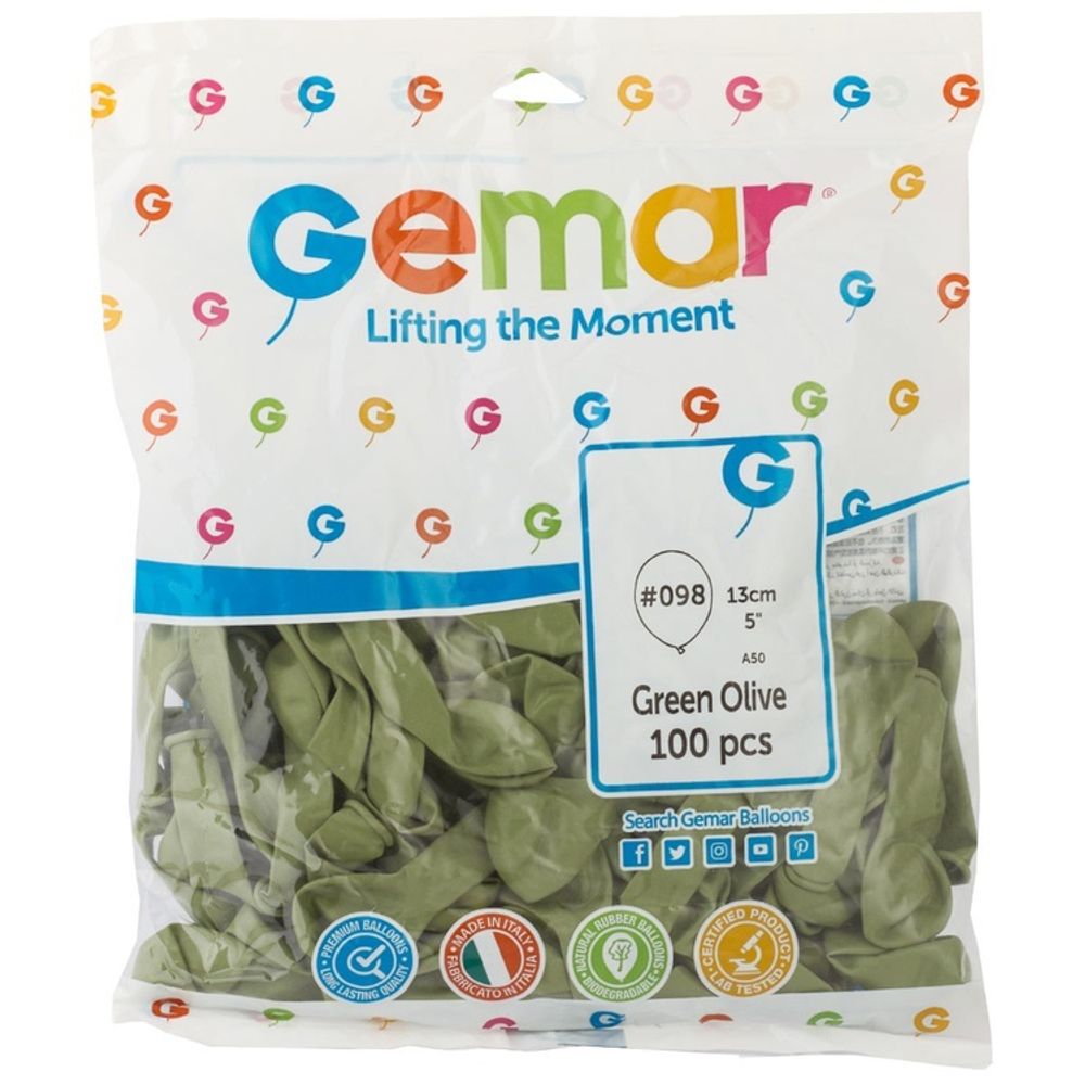 Шар (5''/13 см) Green Olive (98), пастель, 100 шт.