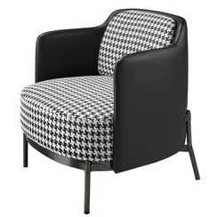 Кресло Angel Cerda 5139 из черно-белой ткани и черной экокожи