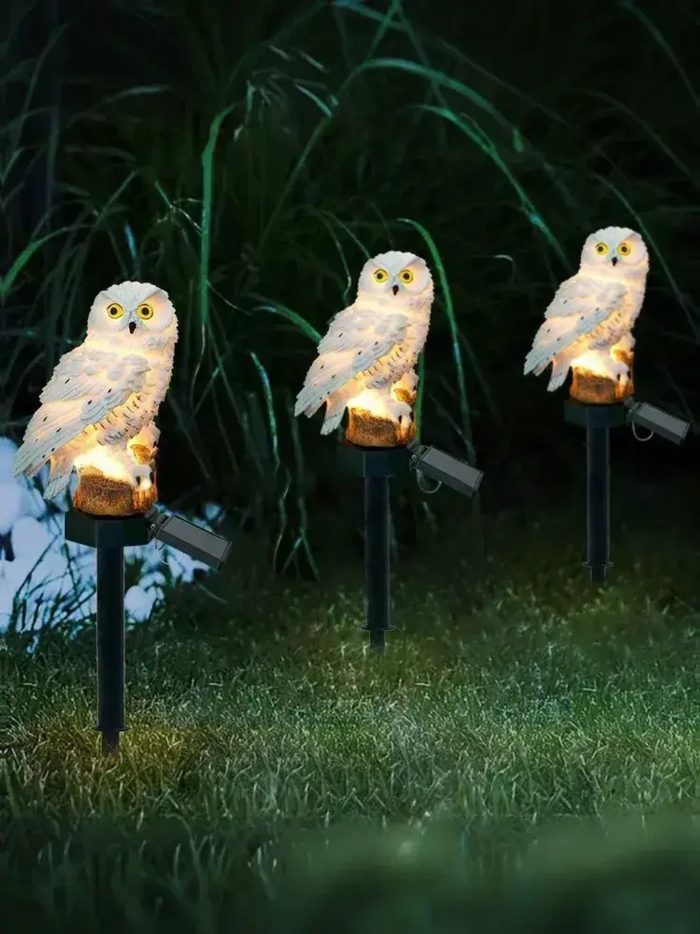 Светильник садовый на солнечной батарее уличный, фигурка садовая Сова, 1 шт.
