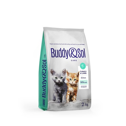 Сухой корм Buddy&Sol CARE KITTEN с индейкой и ягненком для котят 2 кг