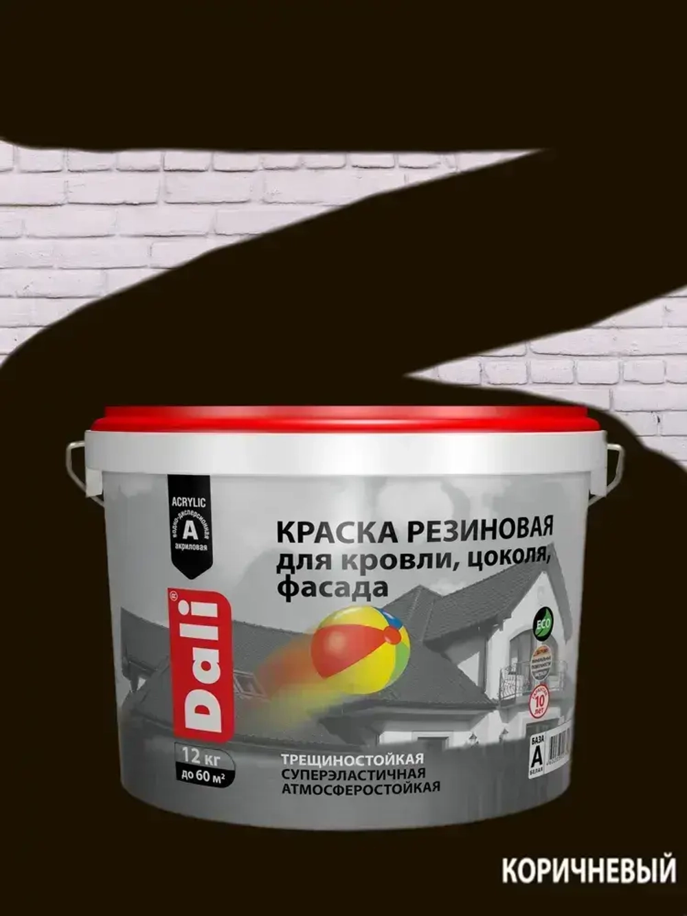 Краска DALI резиновая атмосферостойкая, коричневый, 12кг