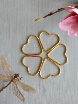 Основы металлические "Сердечки 5 см", цвет золотистый, неразъемные 5 штук /основа для декорирования и ловца снов Сердечко