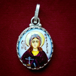 Икона с финифтью святая Пелагия кулон ручная роспись
