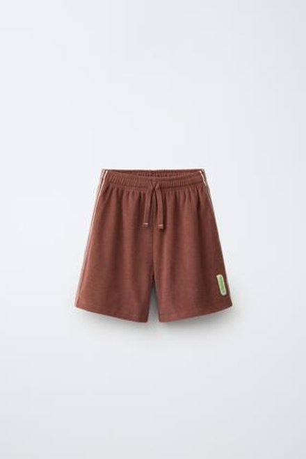 ZARA X PUKAS ШОРТЫ PUKAS SURF ИЗ МАХРОВОЙ ТКАНИ, КОРИЧНЕВЫЙ