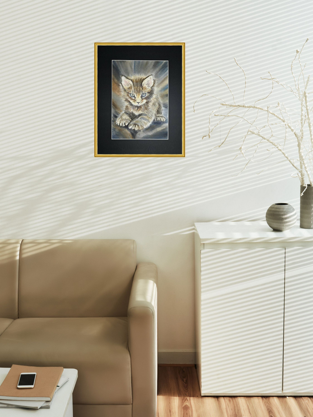 Картина авторская акварельная в паспарту 30х40 см на стену для интерьера "Малыш"