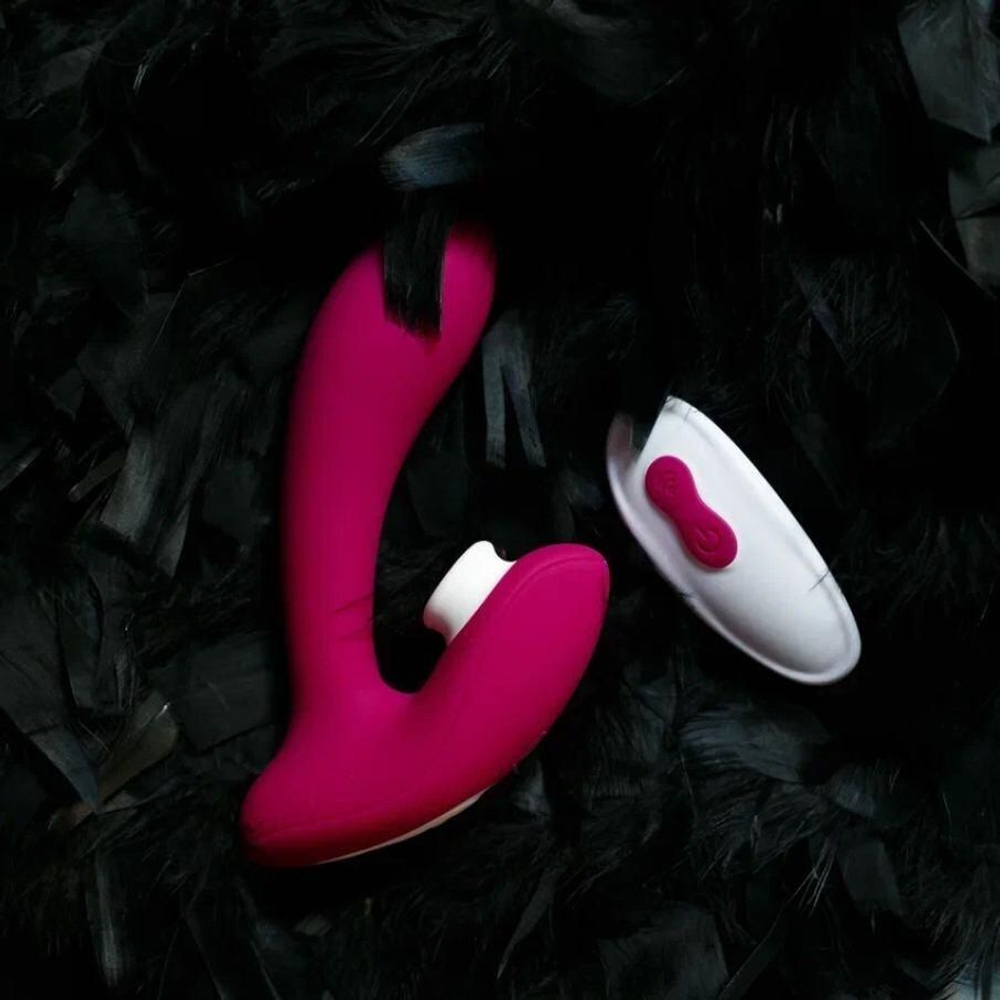 Бордовый вибратор для точки G с вакуум-волновой стимуляцией клитора Venus (Цвет: бордовый)