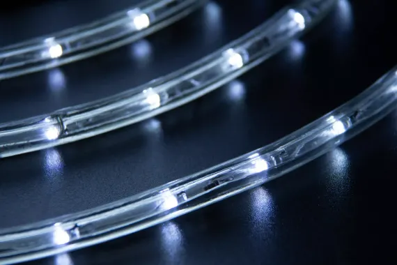 Дюралайт светодиодный 2-х проводной, диаметр 10 мм., 220В, холодные белые LED лампы 30 шт на 1 м., бухта 100 м., статика, Teamprof (TPF-DL-2WH-100-10mm-240-W)