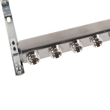 Коллектор Rommer 1"x3/4" на 10 контуров для радиаторной разводки (нерж. сталь) RMS-4401-000010