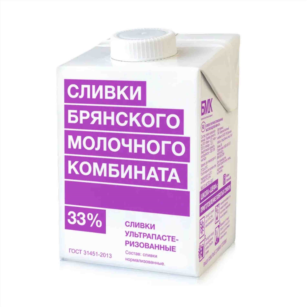 Сливки БМК ультрапастеризованные 33% 500г