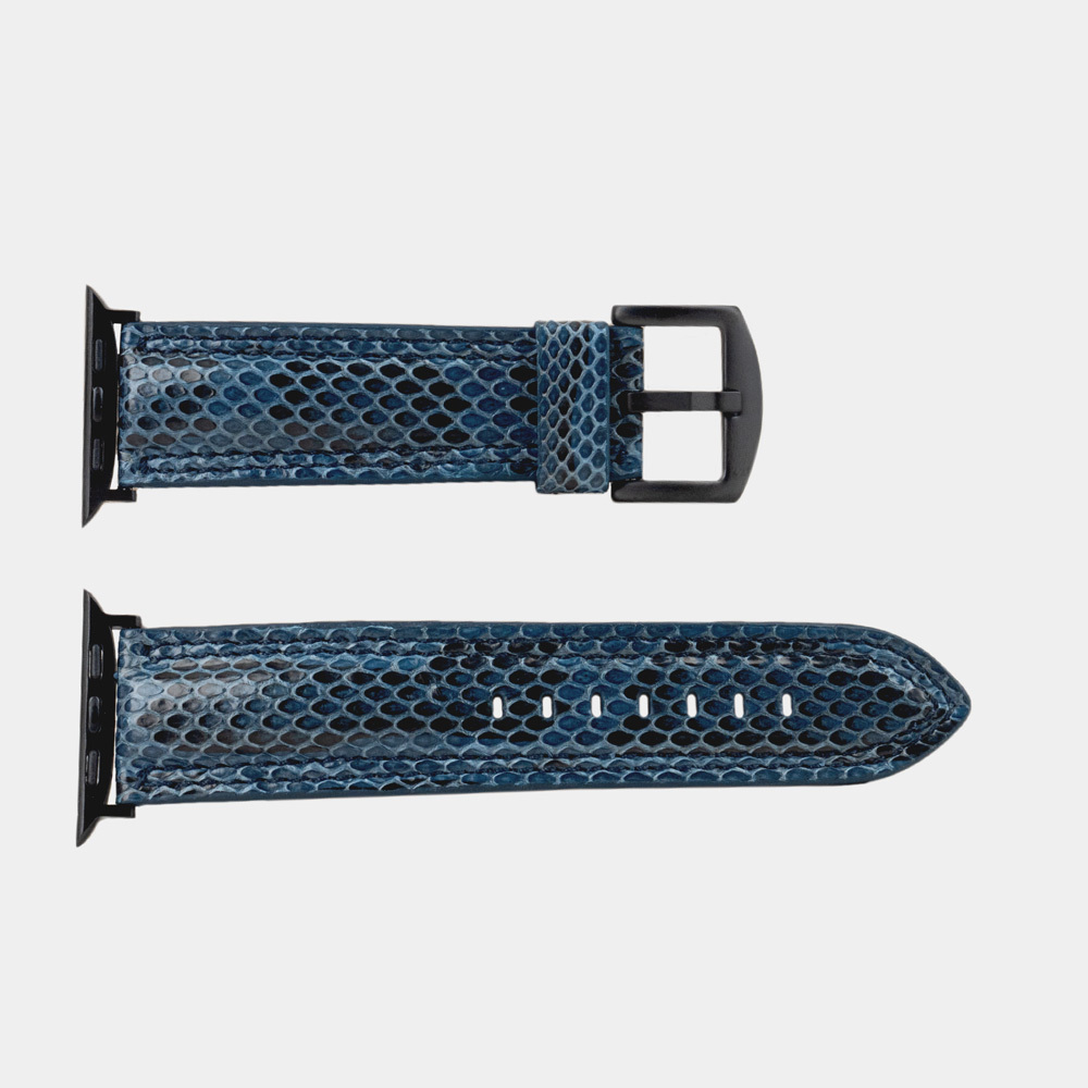 Ремешок для Apple Watch Ultra 49mm из кожи питона, синего цвета