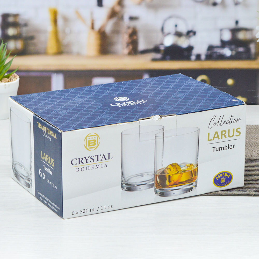 Набор стаканов для виски "Larus" 6шт 320мл, отводка золотом