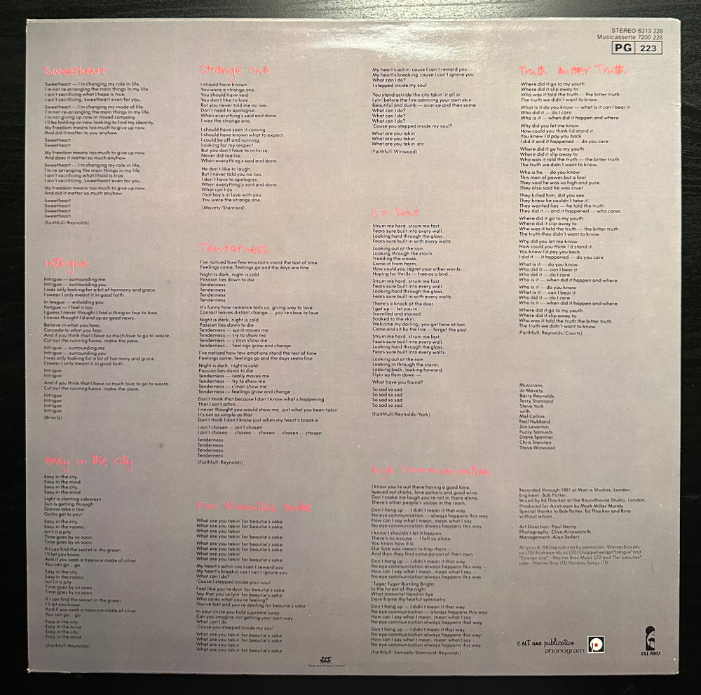 Marianne Faithfull - Dangerous Acquaintances (Франция 1981г.)