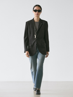 Massimo Dutti Шерстяной блейзер с тремя пуговицами, черный