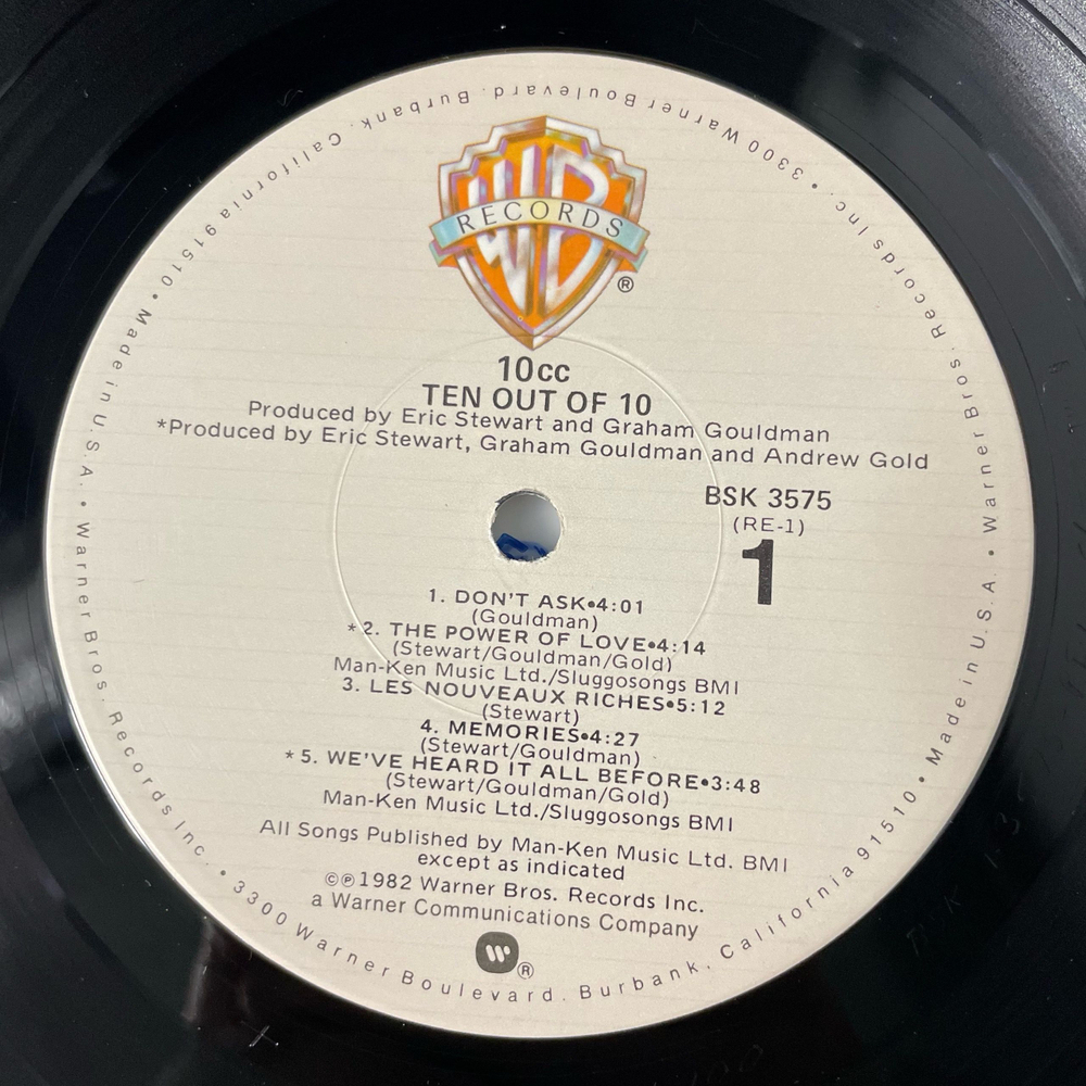 Винтажная виниловая пластинка LP 10cc Ten Out Of 10 Тэн Си Си (США 1982)