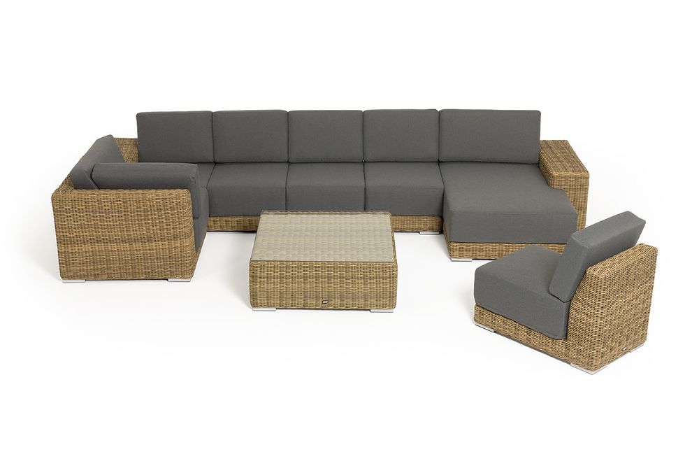 "Капри" трансформирующаяся лаунж-зона из искусственного ротанга, цвет соломенный