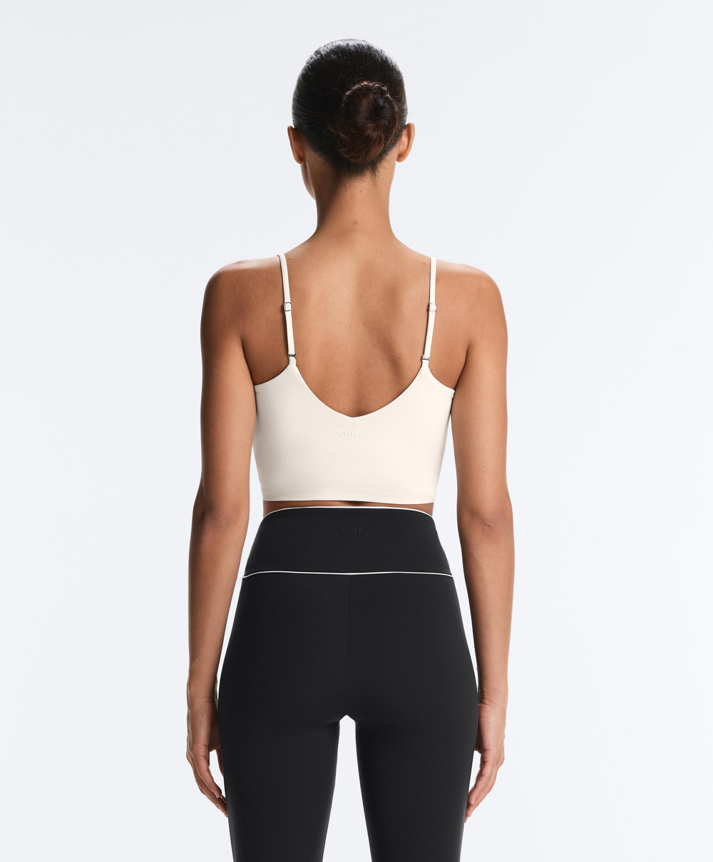 Oysho Топ Comfortlux с регулируемыми бретелями, экрю