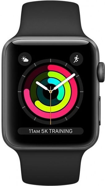 Apple Watch Series 3 Cellular 38mm Aluminum Case with Sport Band (Space Gray / Black) — умные часы