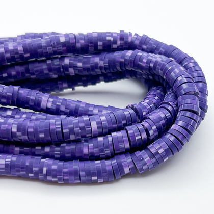 Бусина-диск, цвет фиолетовый мрамор, диаметр 6 мм, цена за нить 40 см