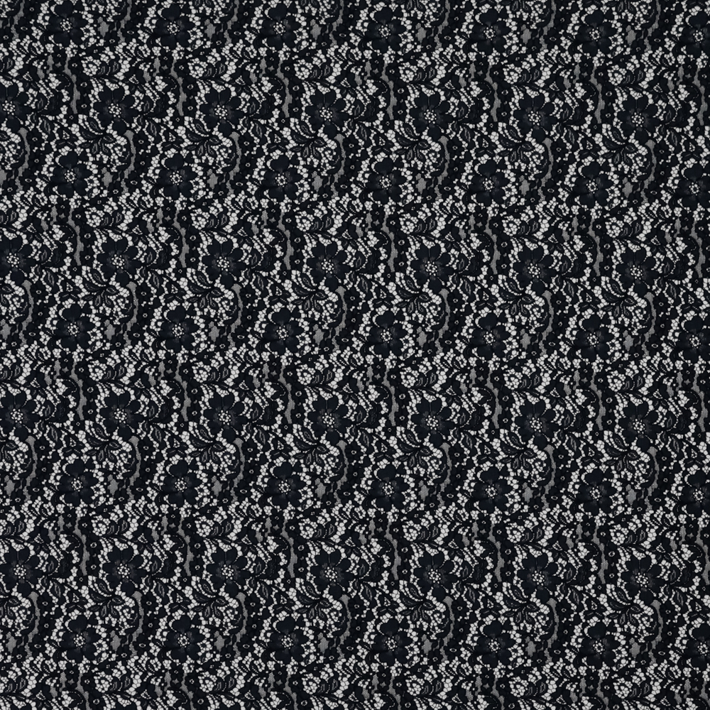 Хлопково-вискозное кордовое кружево темно-синего цвета