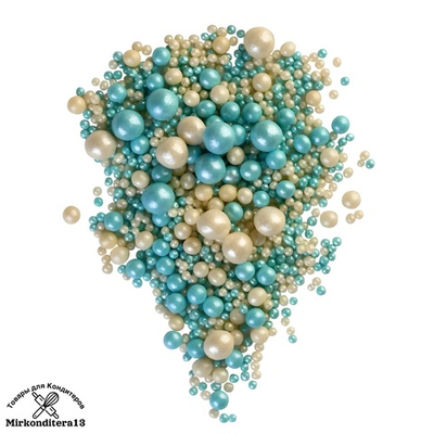 Шарики рисовые «Жемчуг голубой серебро» микс 50 гр