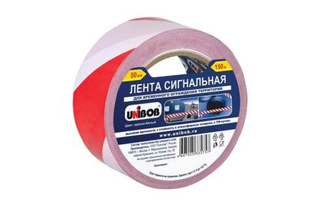 Лента сигнальная UNIBOB, 50ммх150м, красно-белая