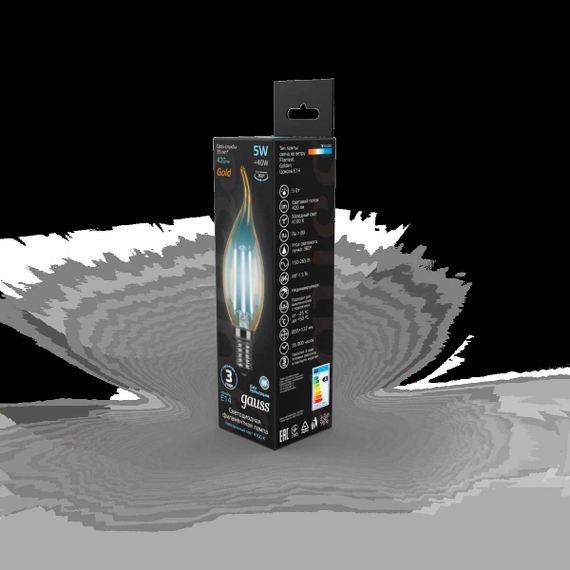 Лампа светодиодная филаментная Gauss E14 5W 4100K золотая 104801805