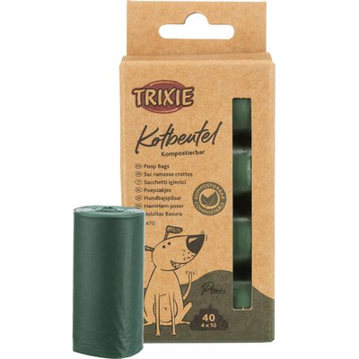 Одноразовые биоразлагаемые пакеты для уборки за собаками, M, 4 рулона по 10 шт., коричневый, Trixie