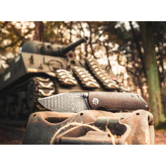 Складной нож Boker 110662DAM M4 Sherman-Damascus c клинком из стали Damasteel, рукоять микарта