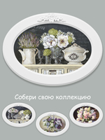 Декор для стены картина в овальной раме с лепниной 27*37 см