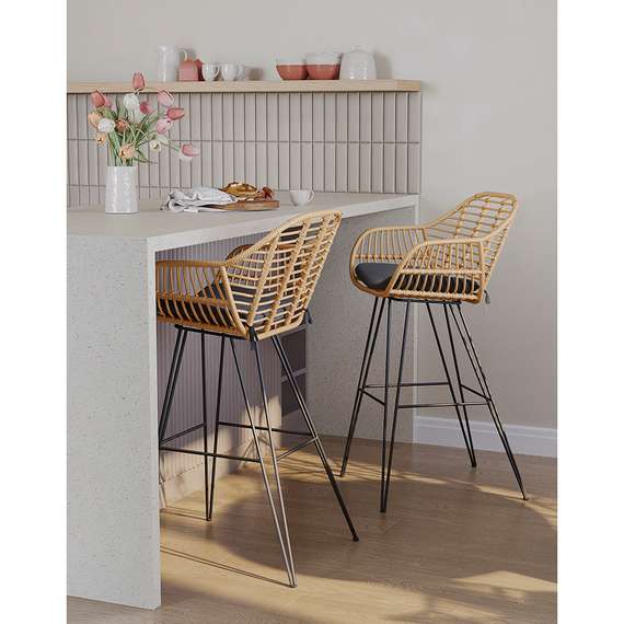 Барный стул Vetle Bent, светлый ротанг