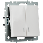 BRITE Выключатель 2-клавишный с индикацией 10А ВС10-2-1-БрБ белый IEK