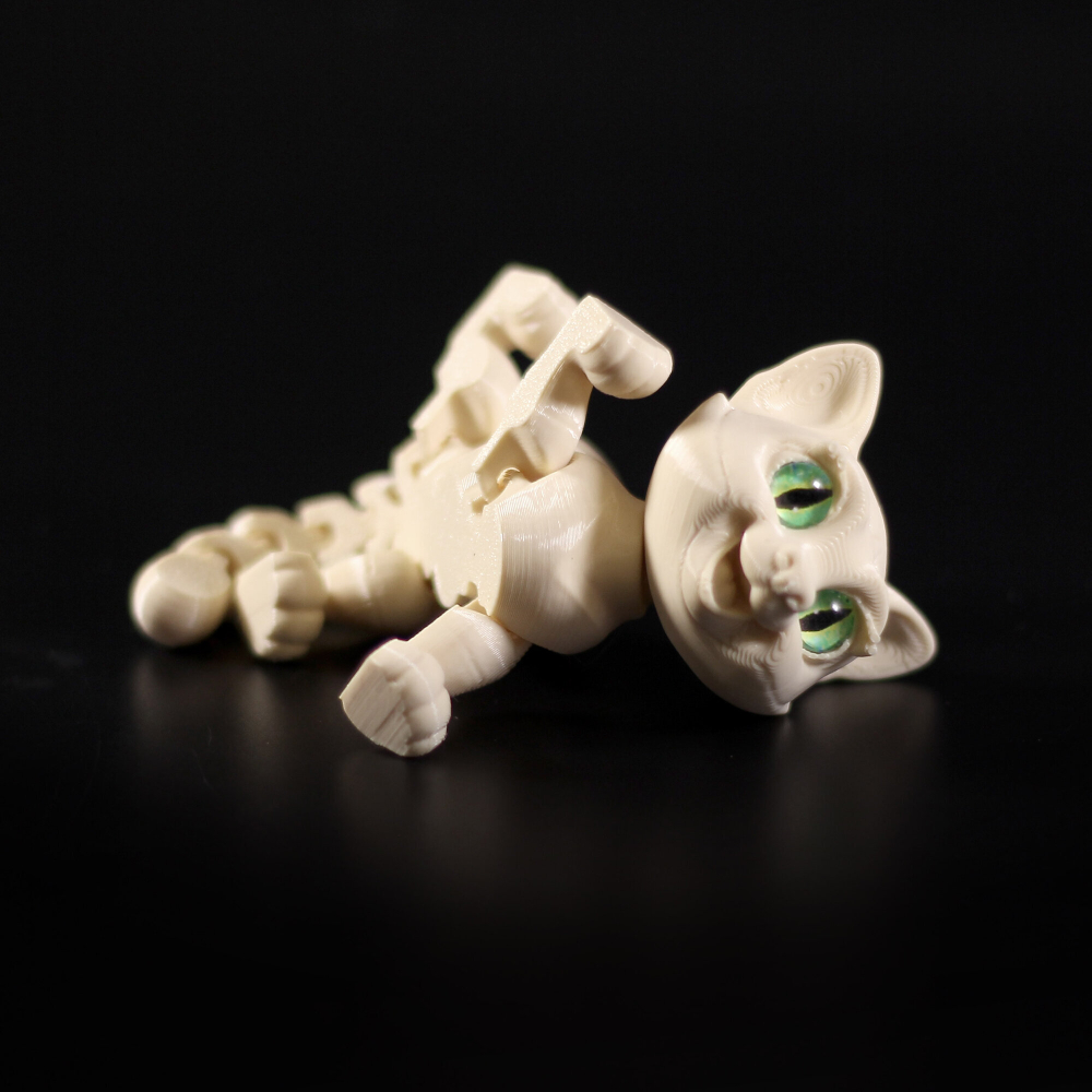 Котик с улыбкой, шарнирная игрушка-антистресс, 9 см., бежевый