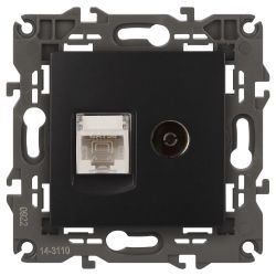 14-3110-05 ЭРА Розетка RJ45+TV, IP20, антрацит