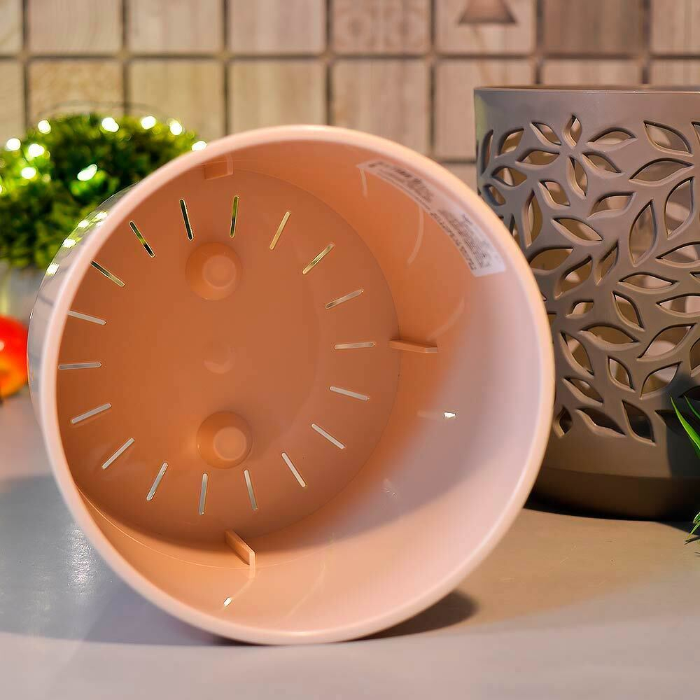 Кашпо Leaves 8л, мокачино/пудра