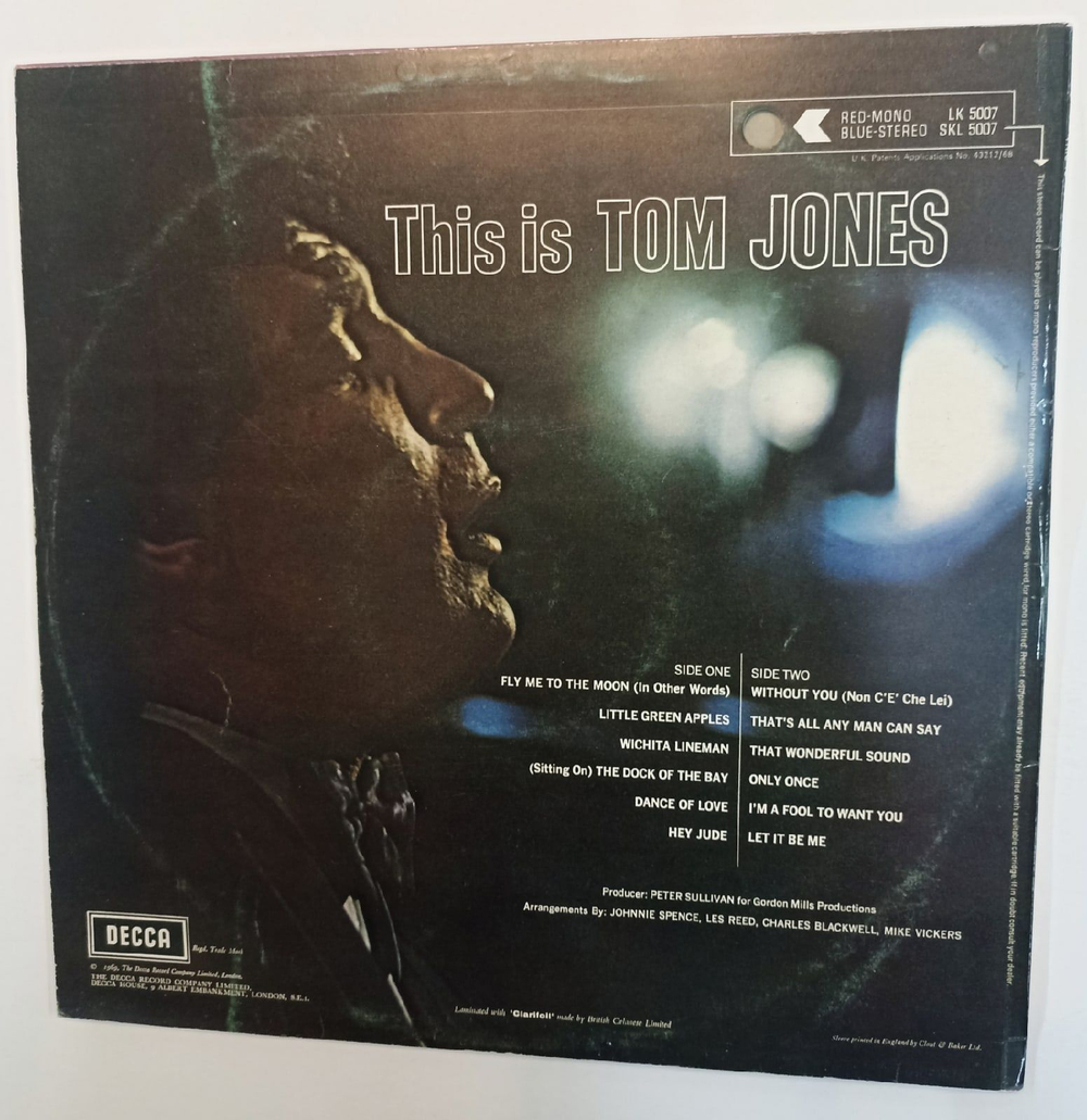 Винтажная виниловая пластинка Tom Jones This Is Tom Jones (Germany 1969)