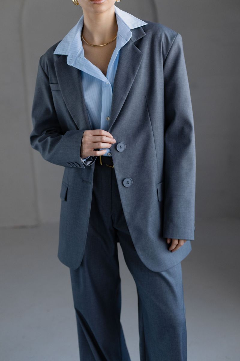 Жакет из вискозы однобортный темно-серый