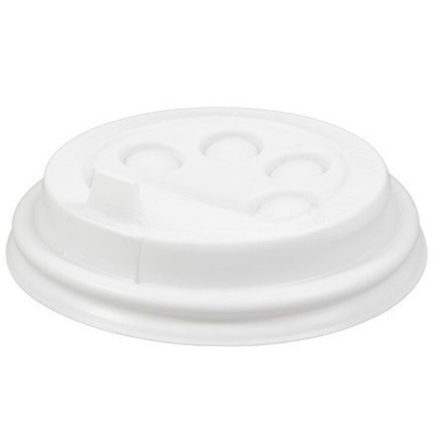 Крышка для стакана (d-80 мм) кнопки БЕЛАЯ ПолиЭР (100/1000 шт.)