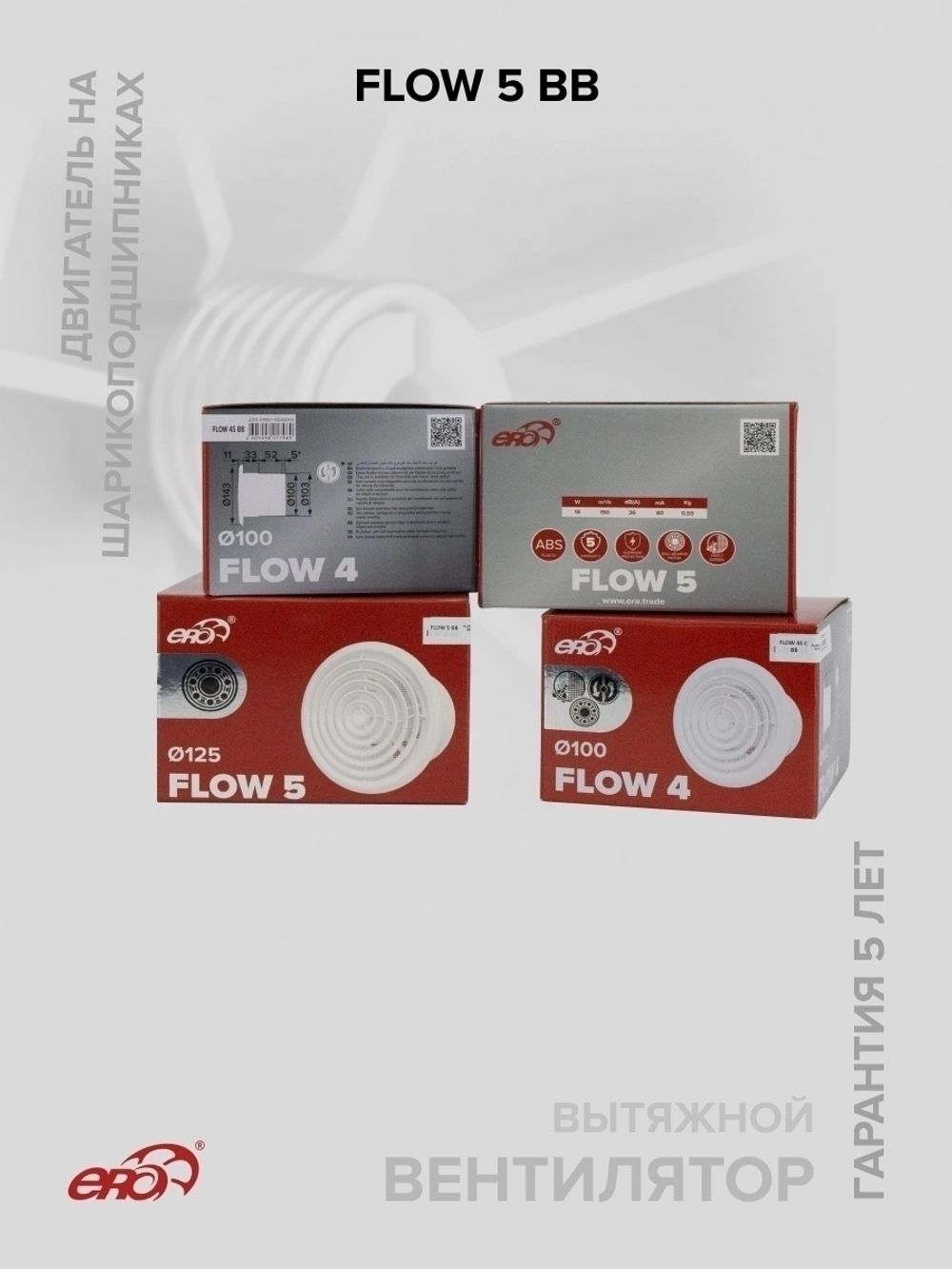 Вентилятор накладной FLOW D125 двигатель BB ERA