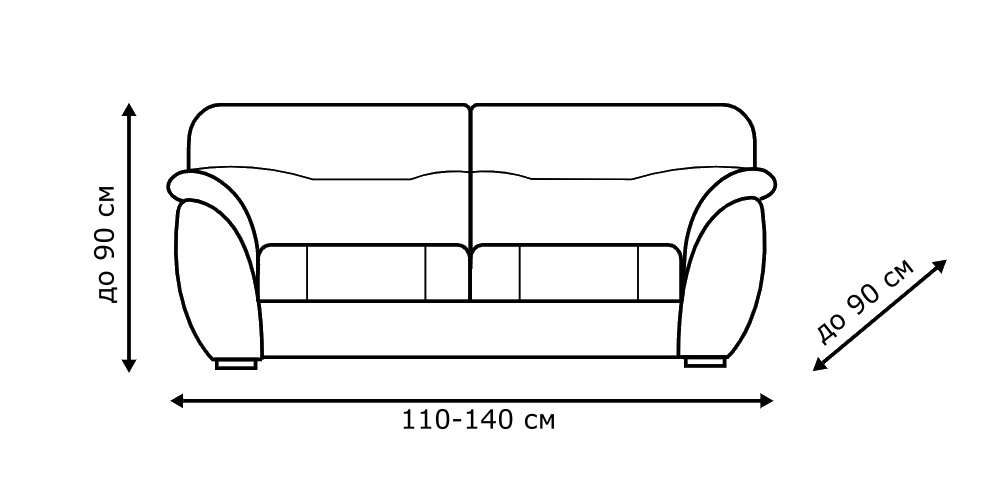 Чехол Велсофт на 2-х местный диван, цвет Антрацит
