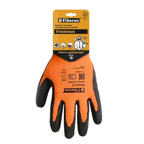 PSV040P Перчатки ЛЕДОРУБ акриловые+полиэстер с вспененным латексным покрытием, Fiberon, ХL, 120/1