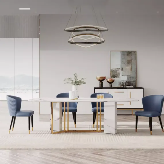 Стол Marble Cross, 220х100 см, белый керамогранит