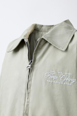 ZARA БОМБЕР С ВЫШИВКОЙ, БЕЖЕВЫЙ