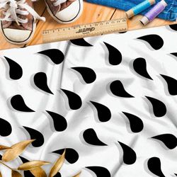 Ткань премиум шелк искусственный Армани черные капли на белом