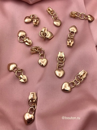 Собачка  / бегунок для молнии золото сердце