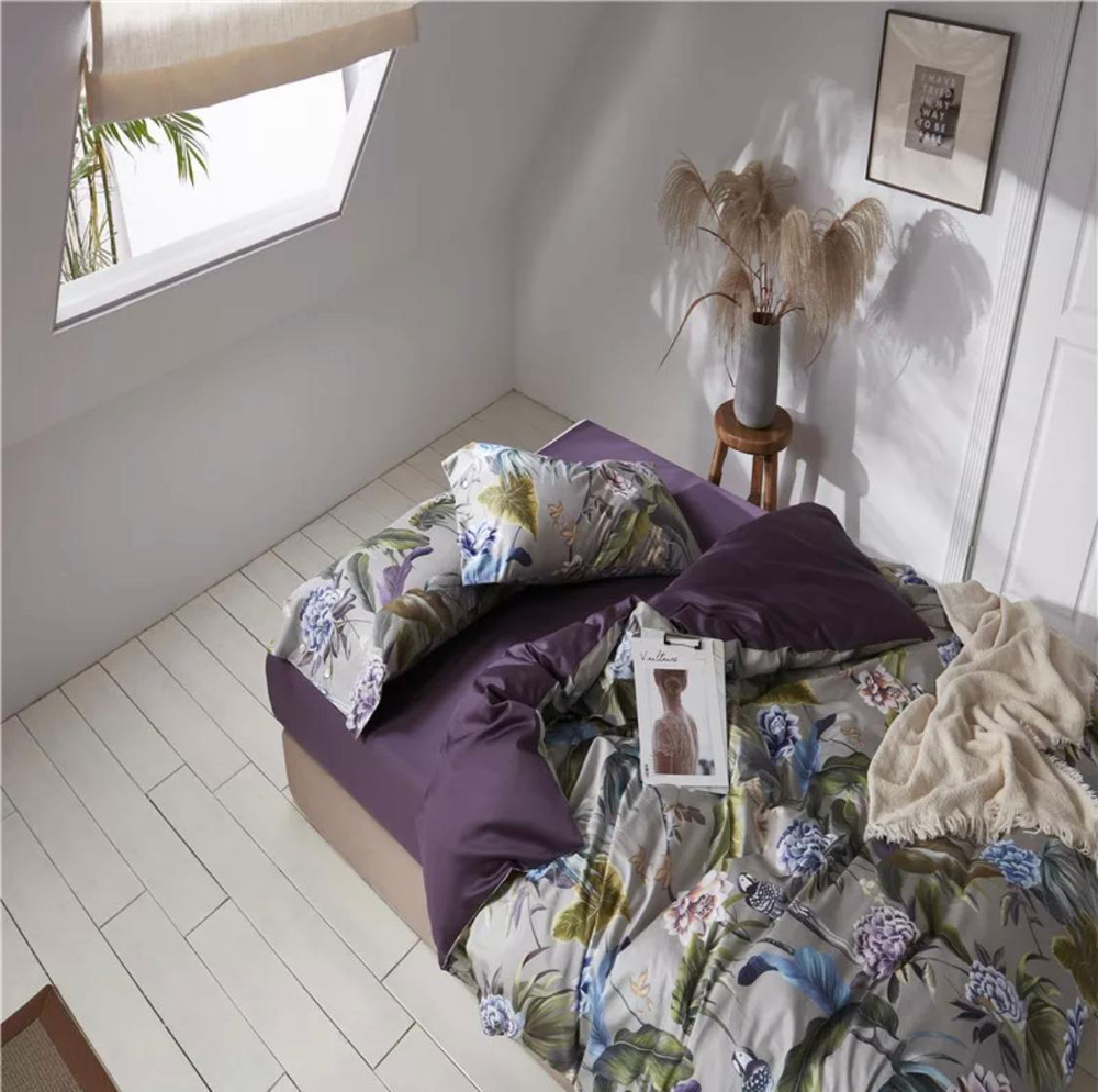 Комплект постельного белья ZEPHYR HOME ЕВРО пг. Мако-Сатин,Египетский хлопок Зеленый