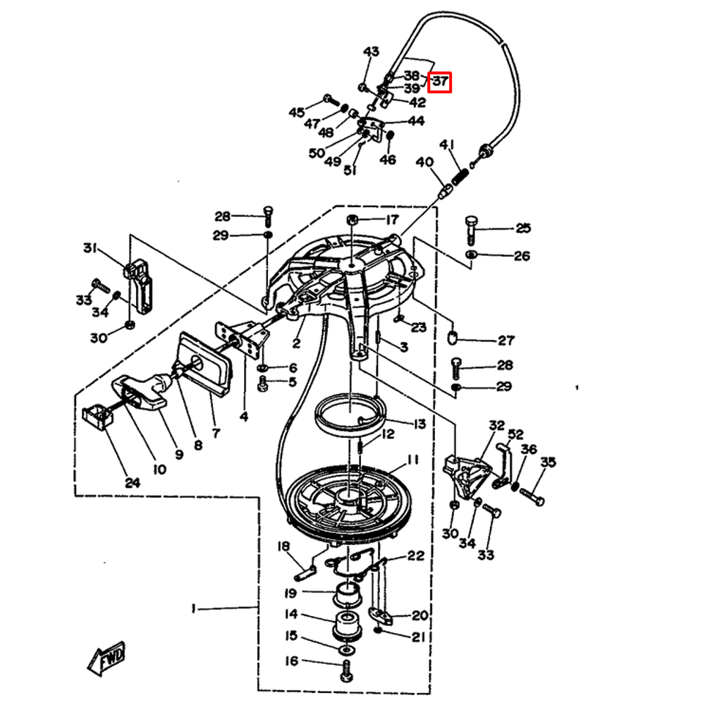 Трос блокировки стартера Yamaha 20-30 (Yamaha)