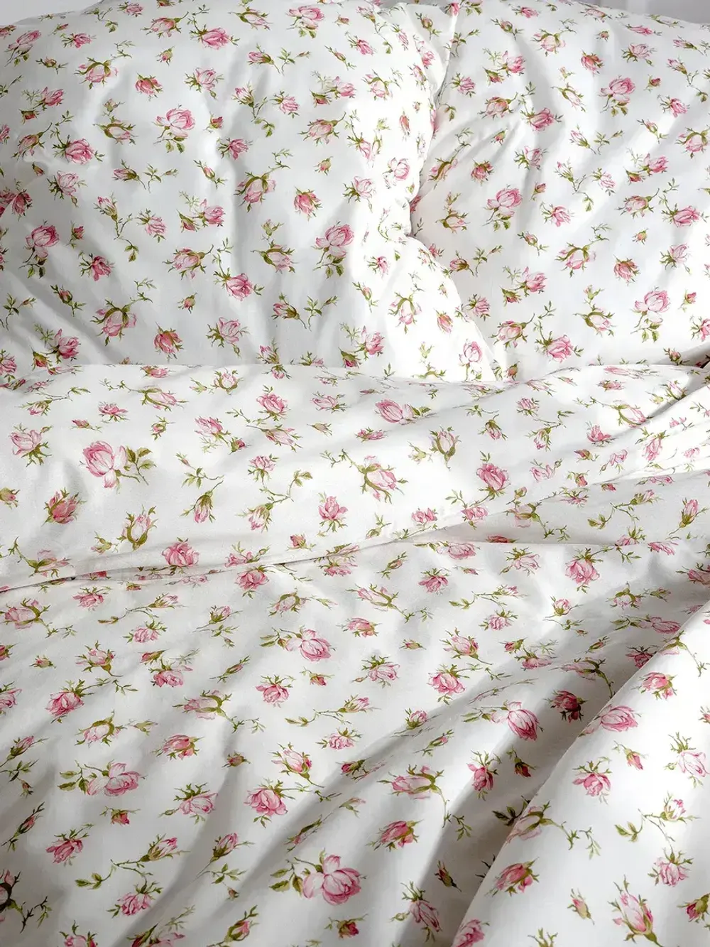 Наволочка комплект 2шт перкаль Сказка "Розовые бутоны" 45х45 см на молнии