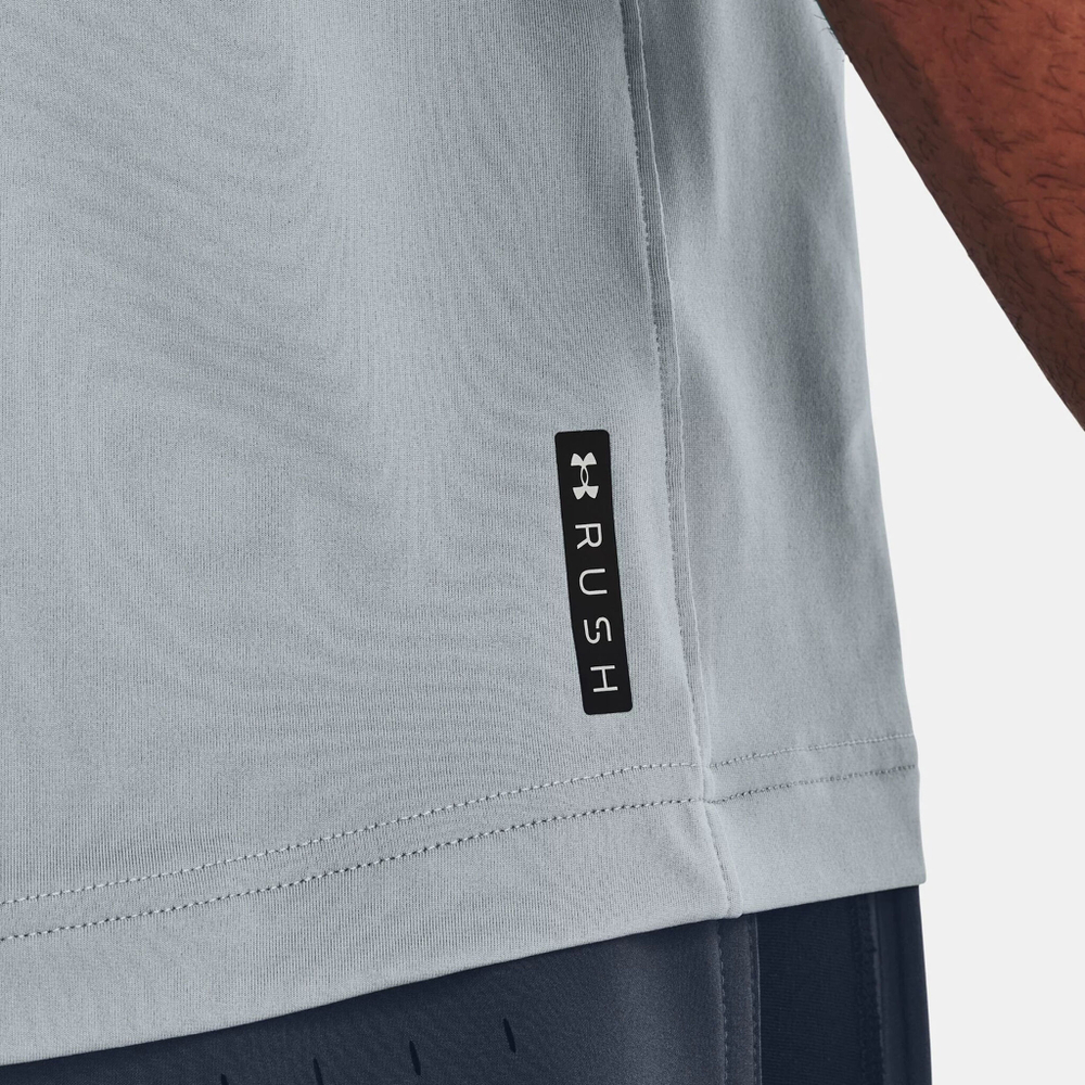 Мужское теннисное поло Under Armour Rush Emboss T-Shirt Men - Light Blue