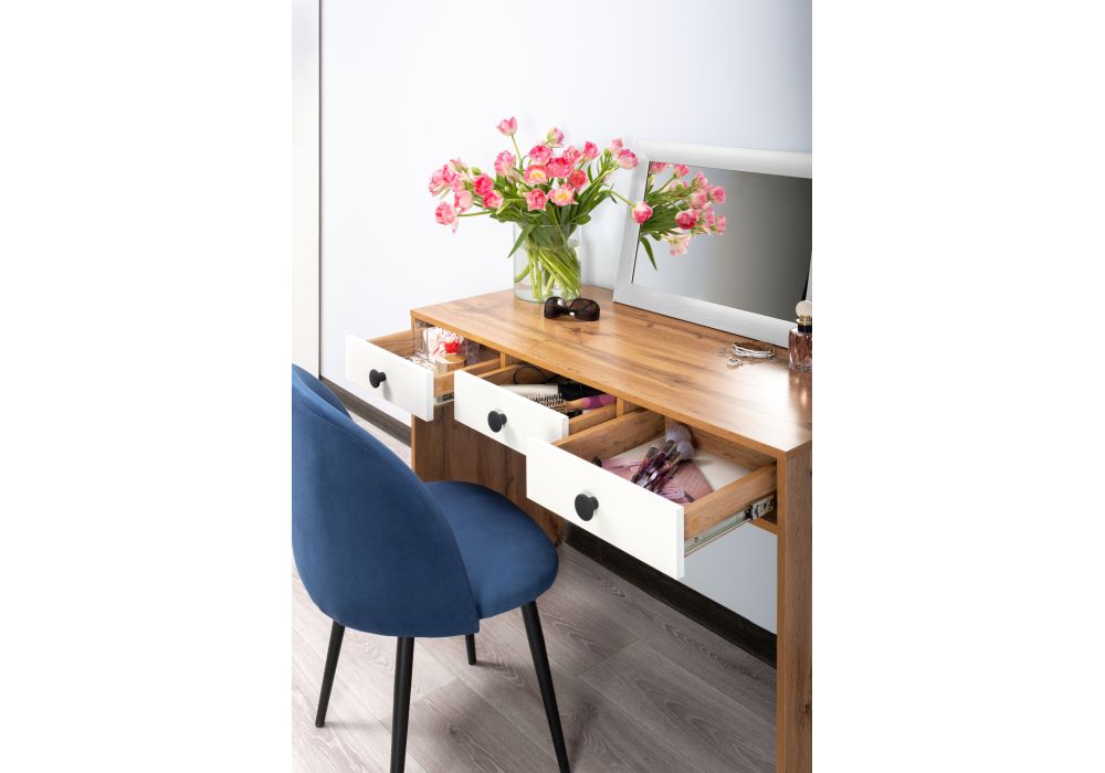 Письменный стол Николетта 3 ящика 110х50х75 белое тиснение / дуб вотан